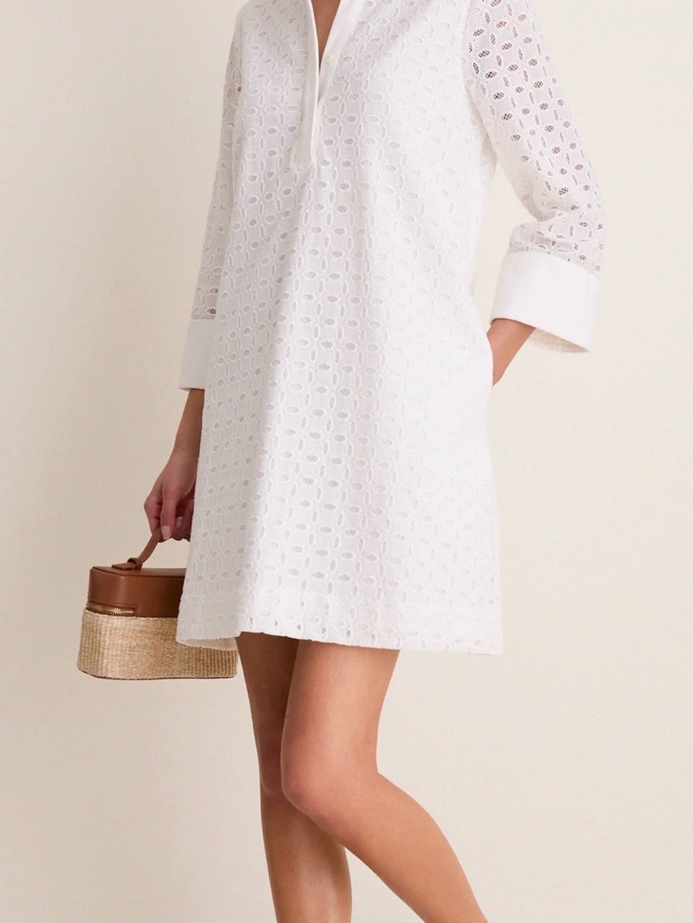 Tuckernuck Megan White Eyelet Shift Dress M N - Picture 11 of 14